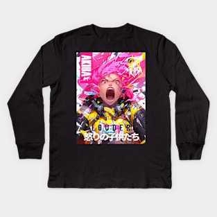 AKIBA DRIP - Children of Wrath - SCREAM LOUDER | VIBRANT HYPER POP ENRAGED ANIME GIRL Kids Long Sleeve T-Shirt